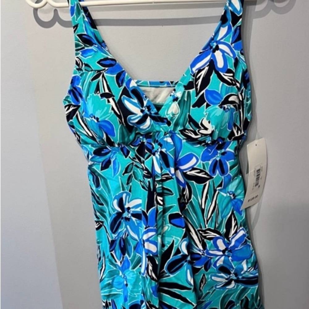 Penbrooke Floral Blue and Black Swimsuit
